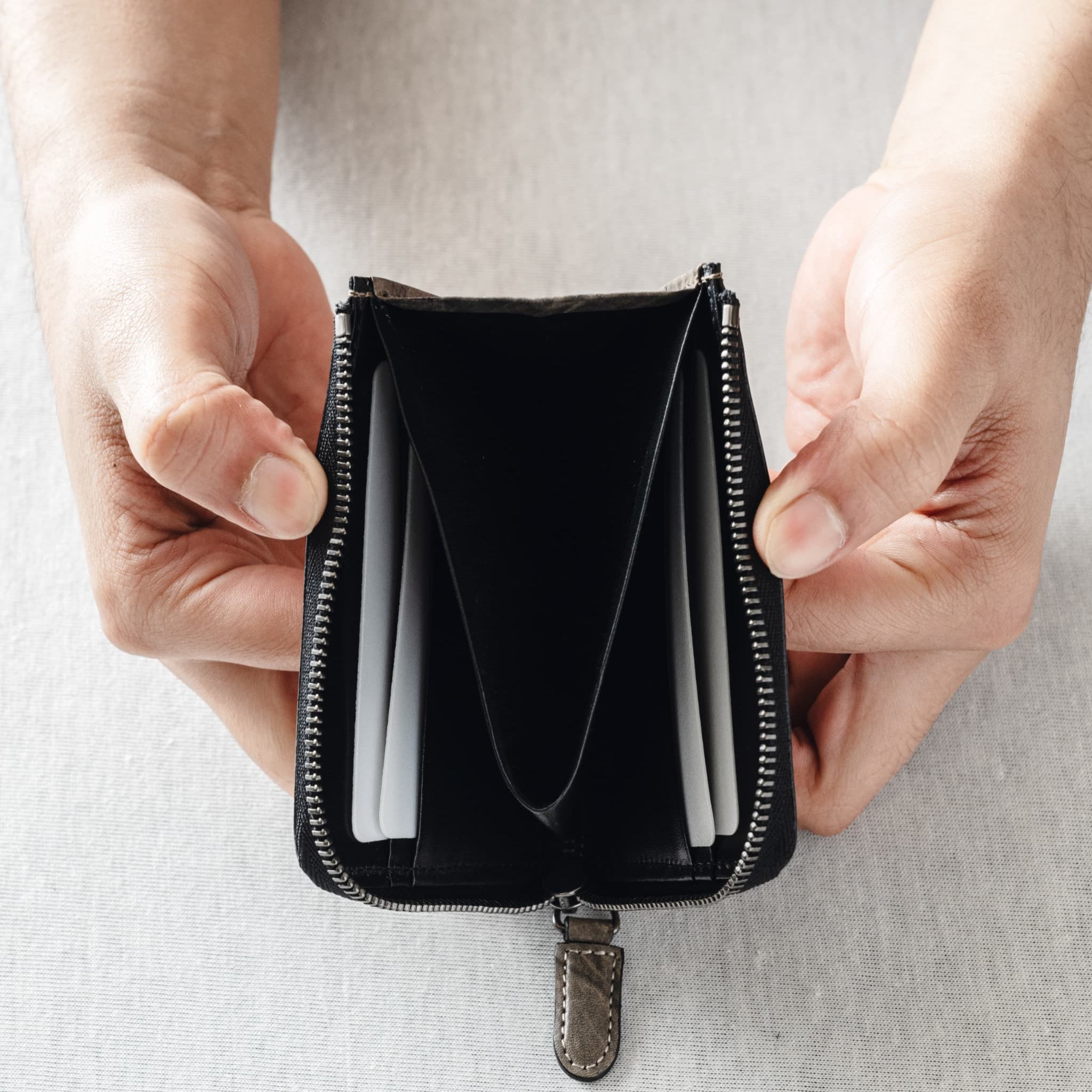 L zipper mini wallet Indigo dyeing Lファスナーミニ財布 藍染